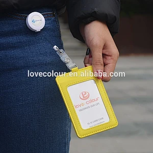 Factory customized PU ID card holder with badge reel