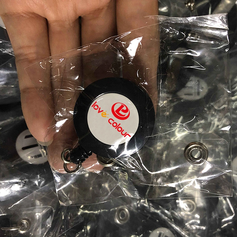 Factory cheap custom Retractable ID Card Badge Holder KeyChain Reels Keyring With Clip