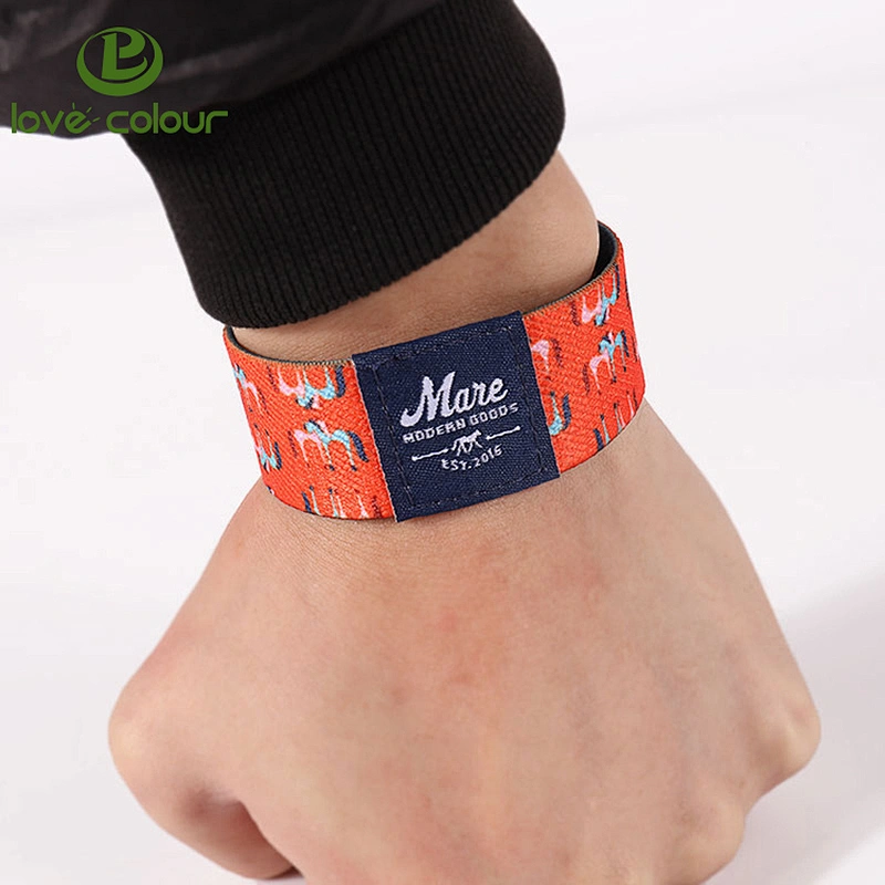 Custom promotion polyester heat transfer printed fancy elastic wrist band