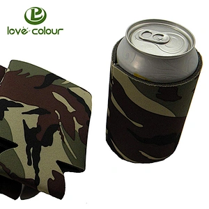 Neoprene army green camouflage stubby holder for beer