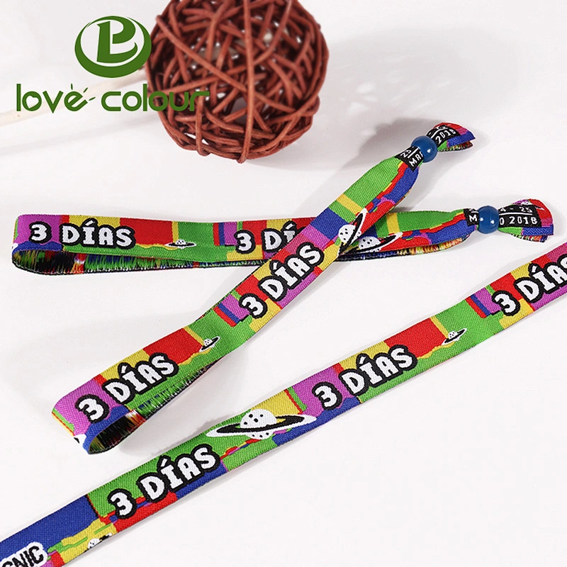 Easy wearing polyester fabric wristband bracelet customized with plastic clasp