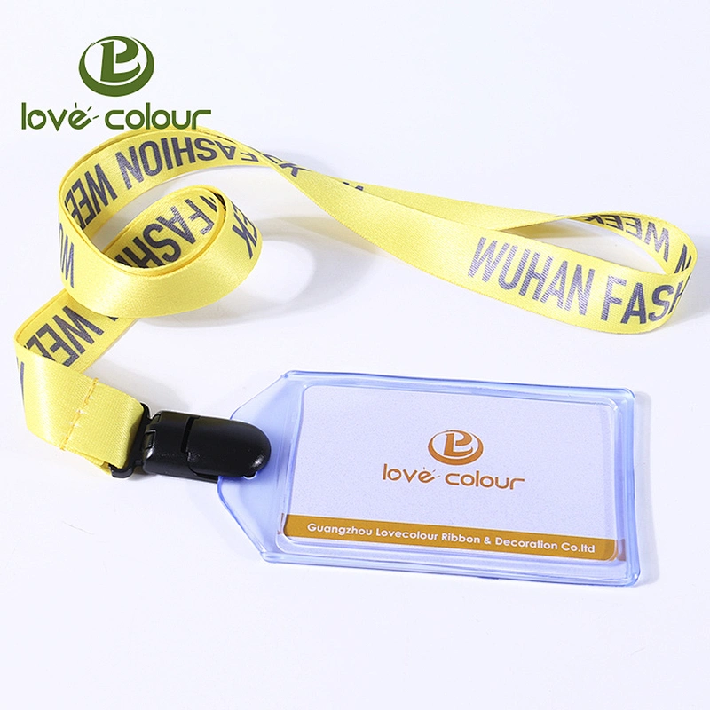 Flat polyester cheap personalized custom sublimation id card holder lanyard