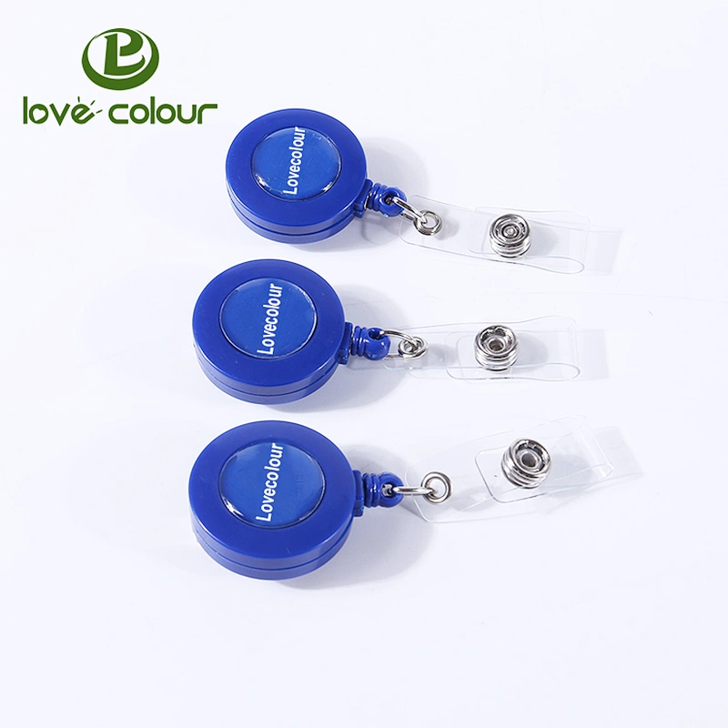 Cheap promotion colorful round plastic reel badge , retractable badge reel