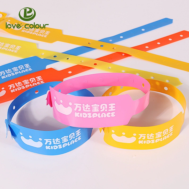 Vinyl waterproof wristband with a one-time use locking snap