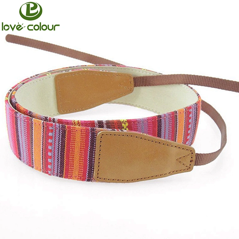 Factory wholesale in bulk cotton red white and black striped dslr camera strap