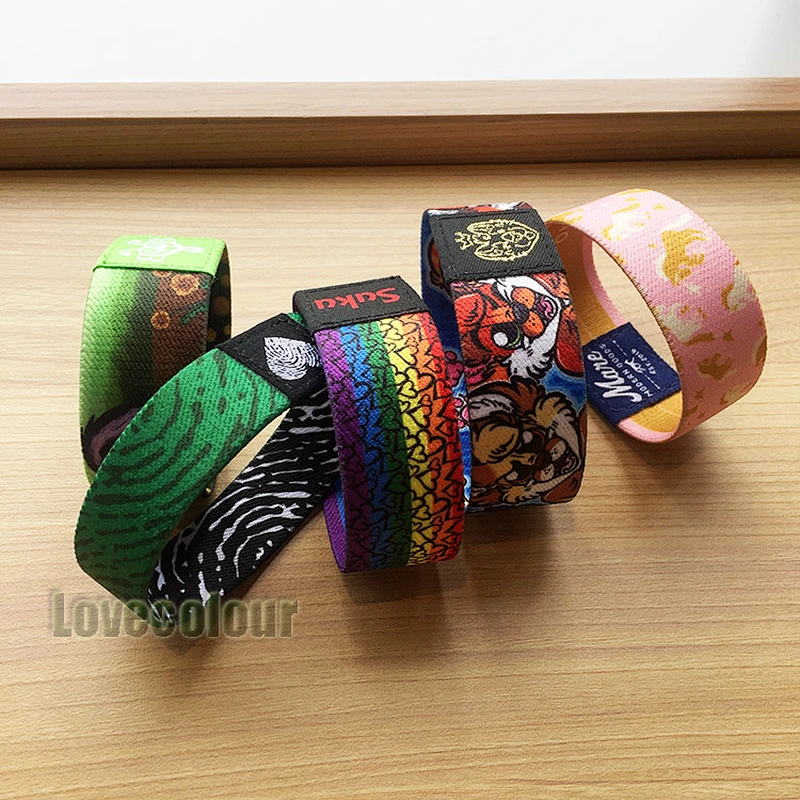 Polyester custom made bracelet elastic fabric wristbands for event