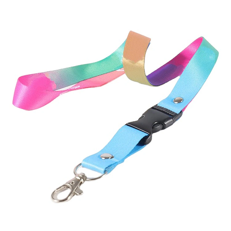 Colorful heat transfer lanyard printing polyester neck strap for promotion