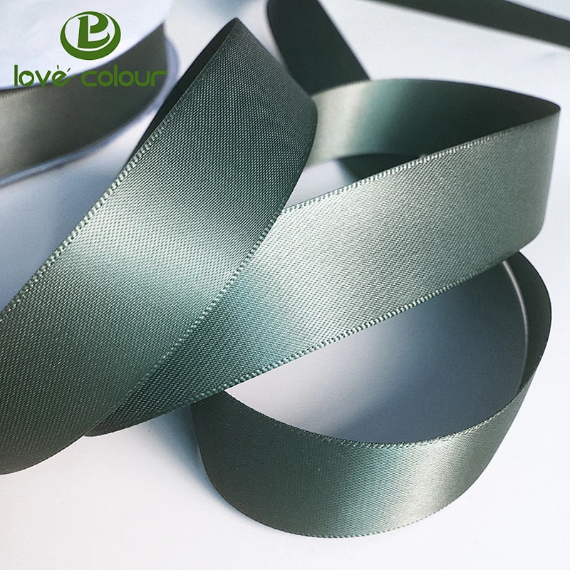 Custom 3/8 inch Wide Finely Woven Satin Polyester Fabric Double Face Solid Satin Ribbon Roll