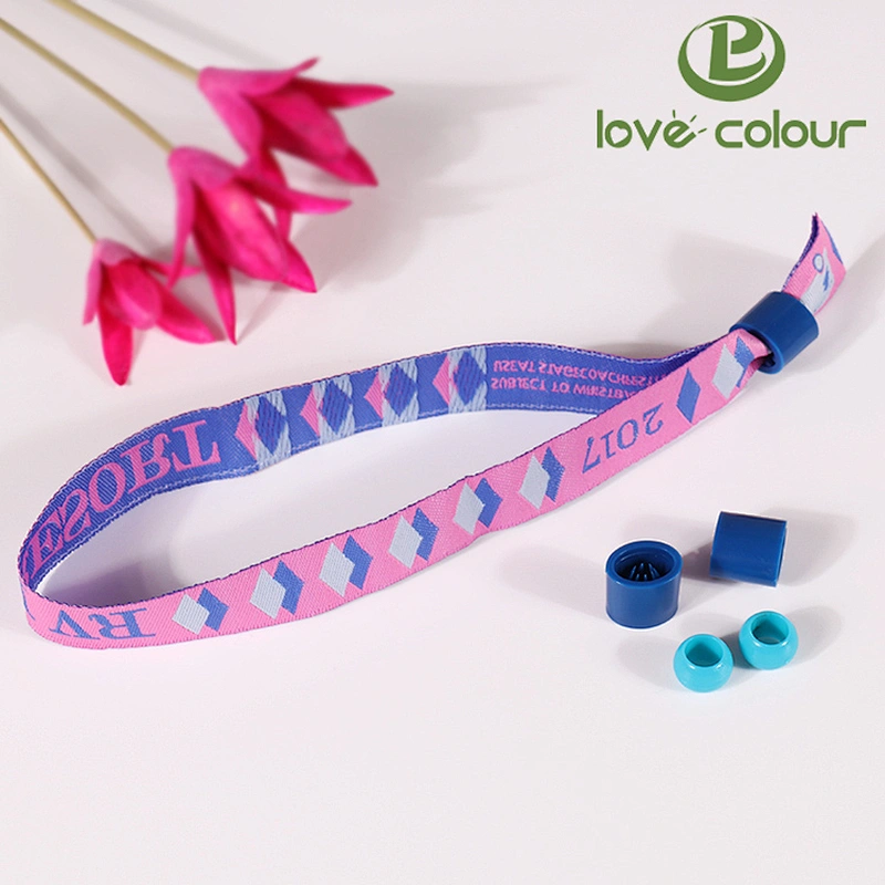 OEM Welcome Polyester Fabric Wristband Event One Time Use Woven bracelet