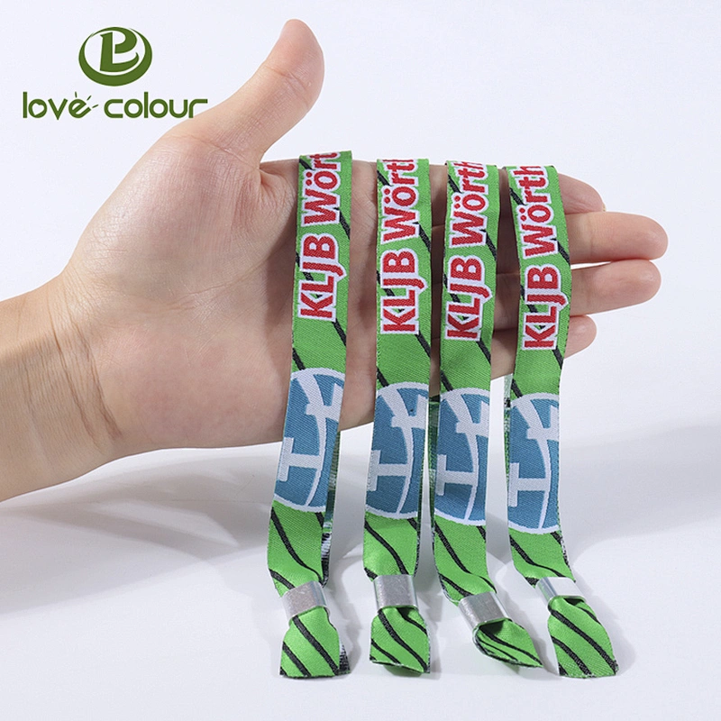 Custom Polyester Woven Cloth Wristbands For Concert