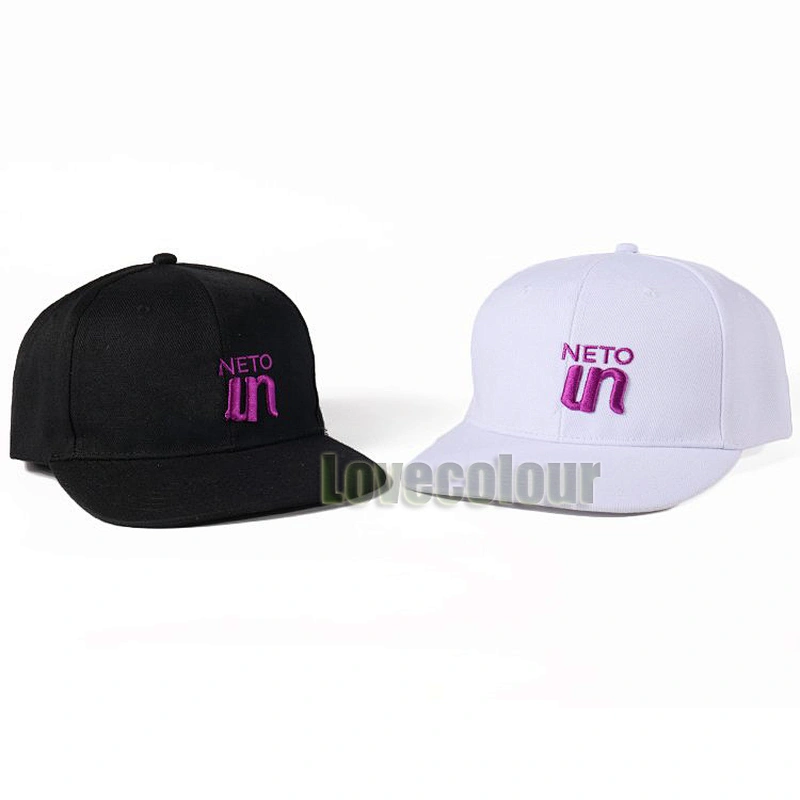 Custom Flat brim black cap Trucker Hat with embroidery logo