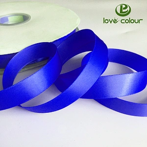 100% Polyester material light blue satin ribbon for decorative packaging