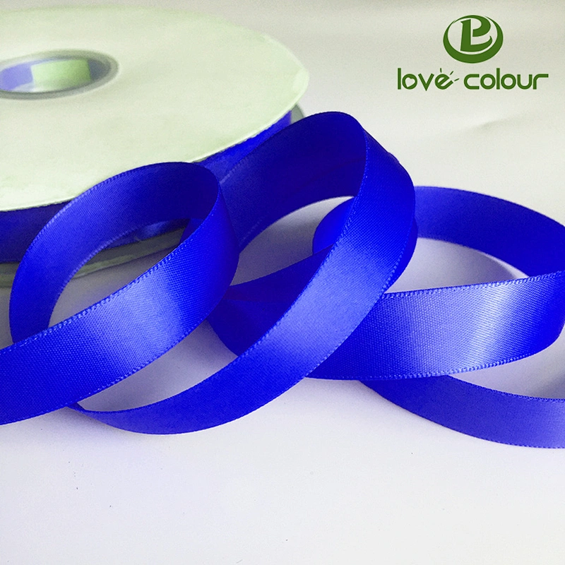 100% Polyester material light blue satin ribbon for decorative packaging