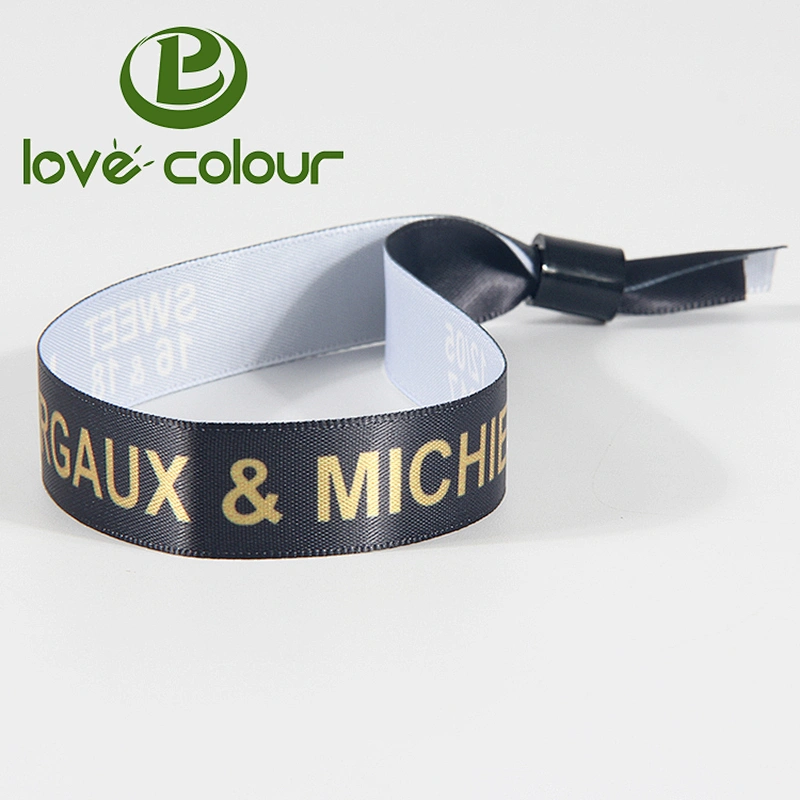 Cheap promotional custom POLYESTER festival fabric silk satin events wristbands