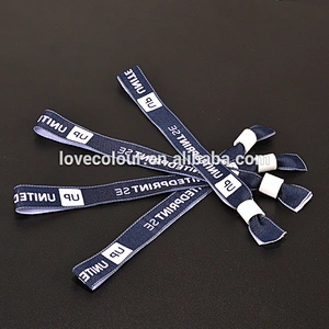 High quality custom black wristband/festival one time secure woven wristband