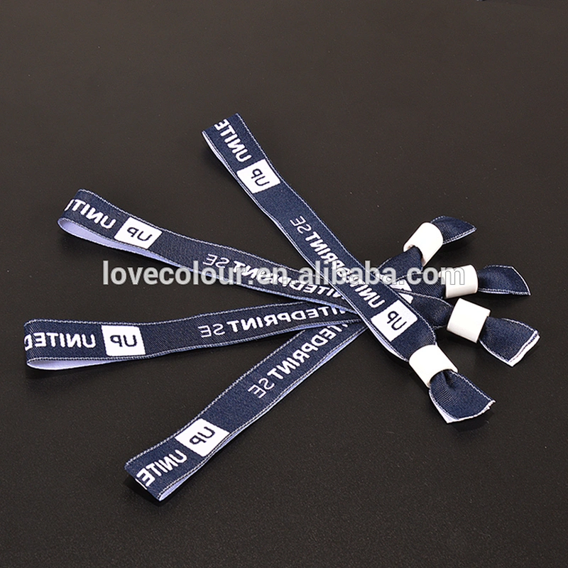 High quality custom black wristband/festival one time secure woven wristband