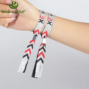 1.5*35cm Custom Made Polyester Woven Fabric Wristbands/Bracelet with Closure