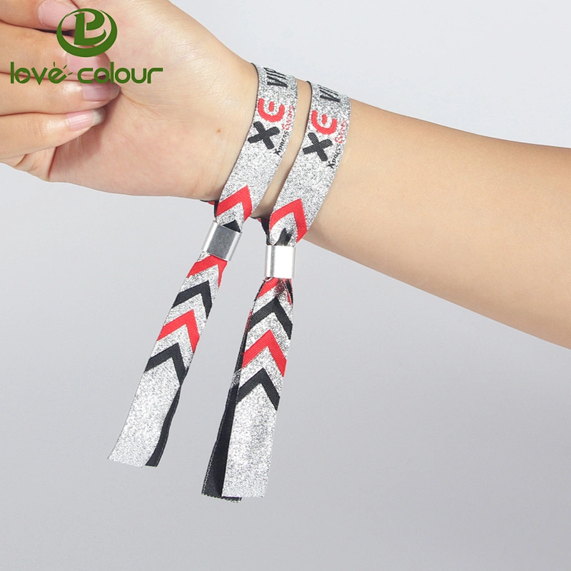1.5*35cm Custom Made Polyester Woven Fabric Wristbands/Bracelet with Closure