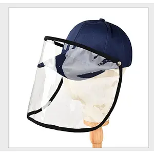 Custom cotton outdoor dust sun protection hats baseball caps with transparent face shield