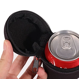 Black color soft neoprene material can cooler with zipper for travel