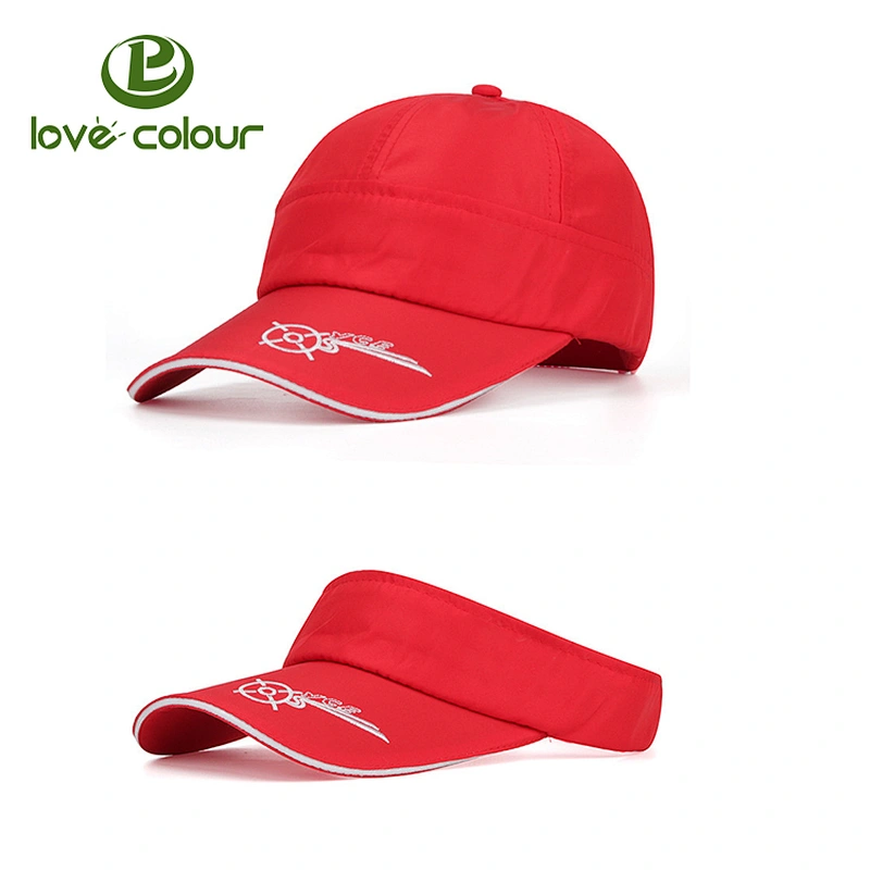 Fashionable custom high quality embroidery logo adult cotton sun visor cap
