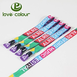 Custom Fabric Cloth Woven Wrist Band In China Non Removable Polyester Wristband