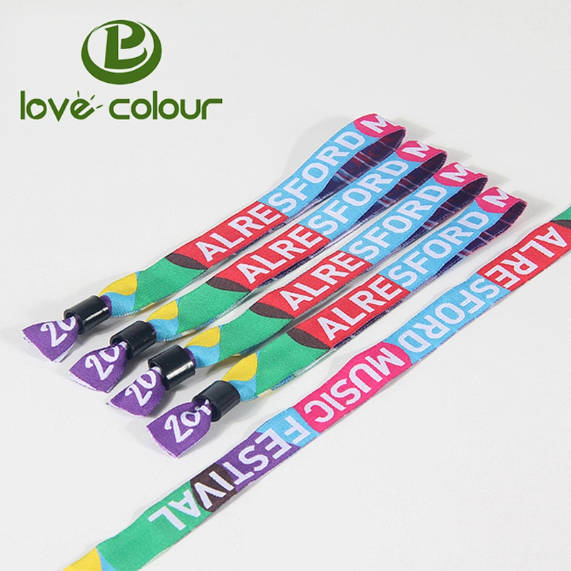 Custom Fabric Cloth Woven Wrist Band In China Non Removable Polyester Wristband