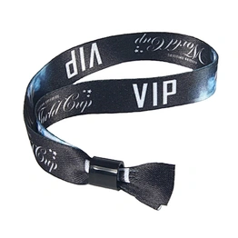 Latest activity high secure polyester printing fabric wristband with plastic fastener