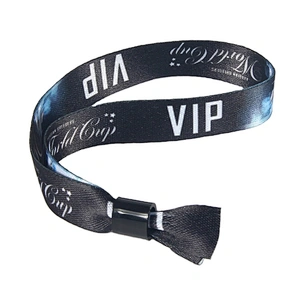 Latest activity high secure polyester printing fabric wristband with plastic fastener