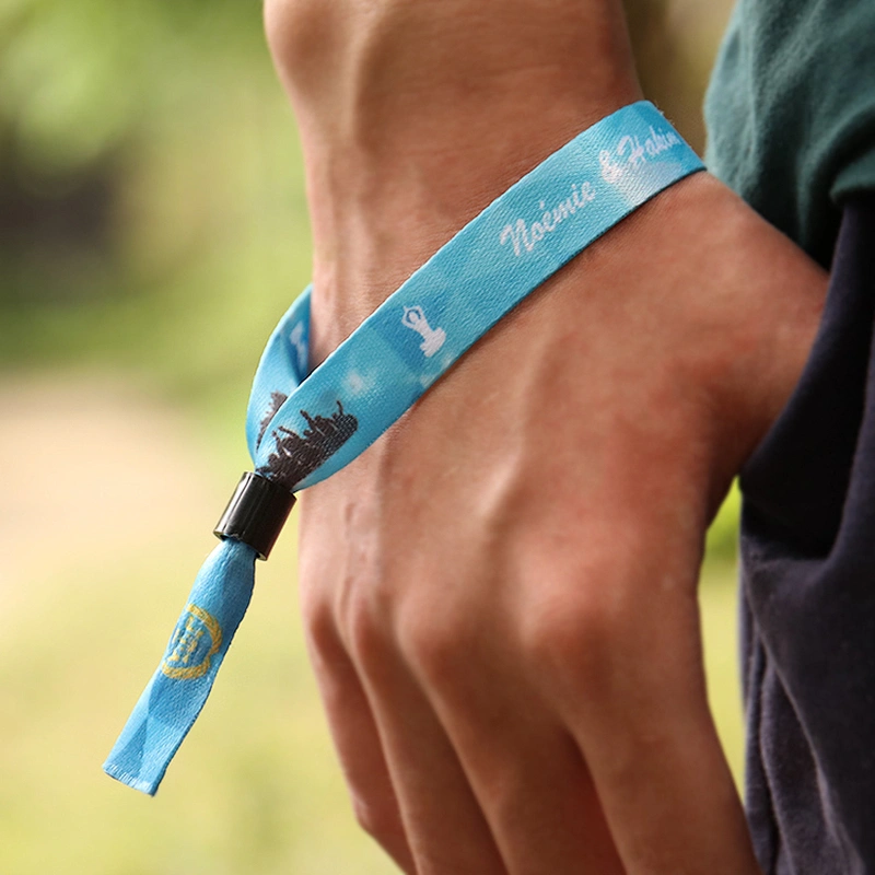 Custom festival fabric polyester wrist band one time use wristband