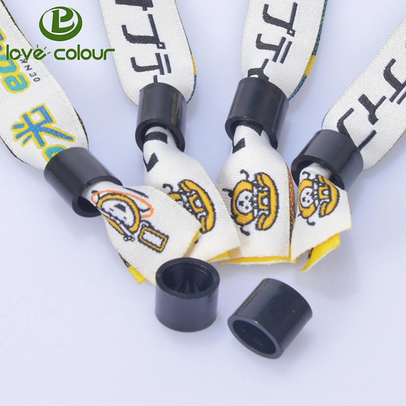 Cheap custom colorful satin festival wristband plastic clips