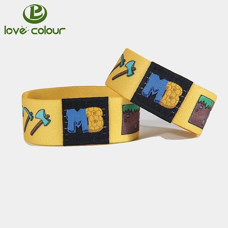 Festival Sublimation Printing Polyester Elastic Identification Bracelets / Wristband