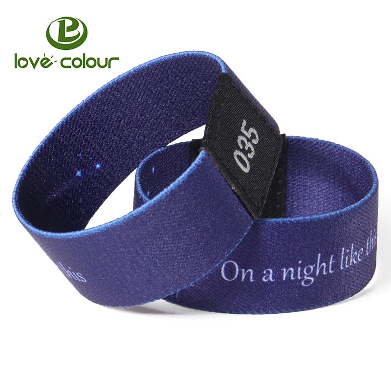 Novelty items polyester elastic wristband with custom logo for festival