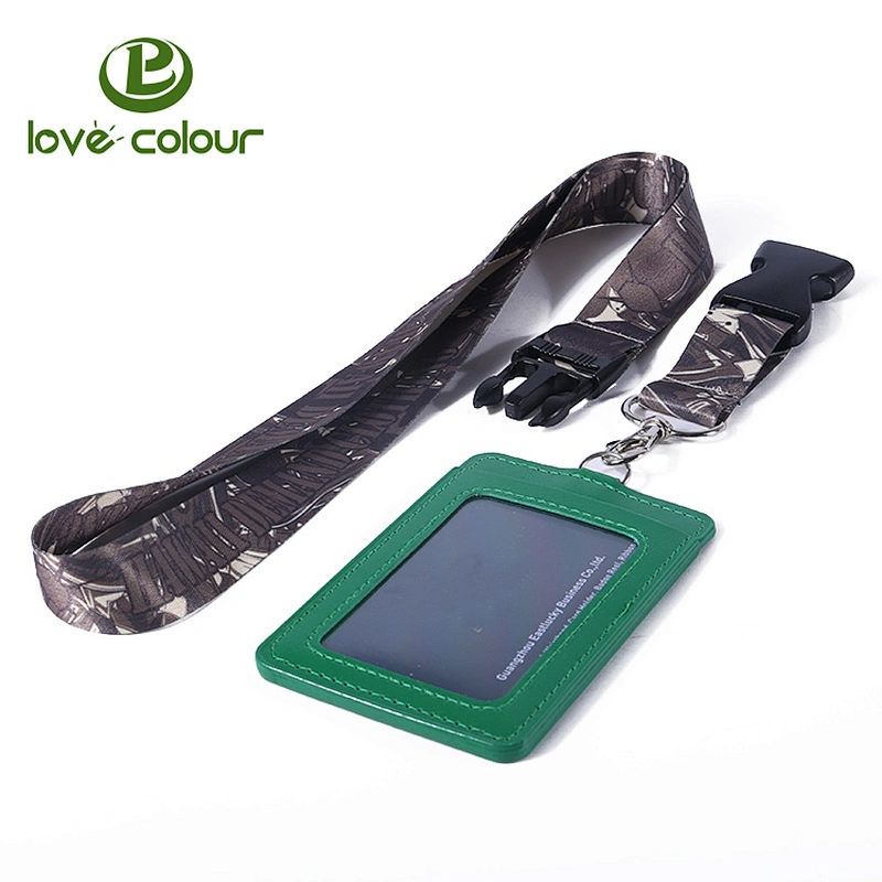 Company meeting using leather id card holder lanyards custom printed