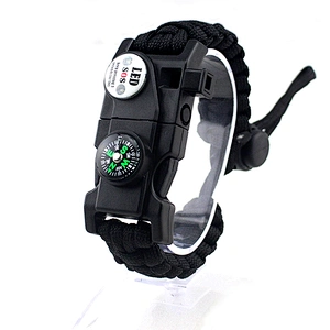 High-Quality Multifunctional Outdoor Fire Starter Compass Emergency Weave Bracelet