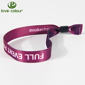 Full color printing festivals cloth wristband with black slide lock