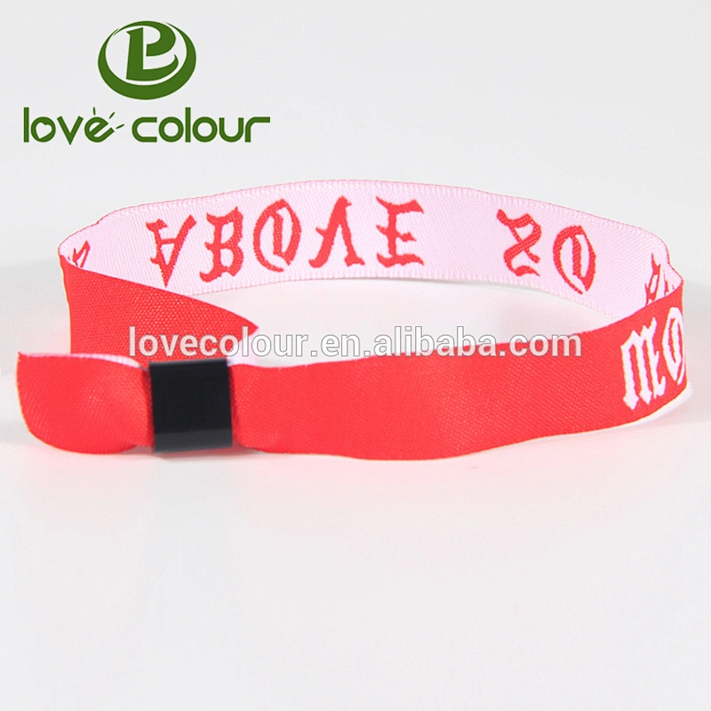 Lovecolour cheap custom plastic slide lock textile festival wristbands