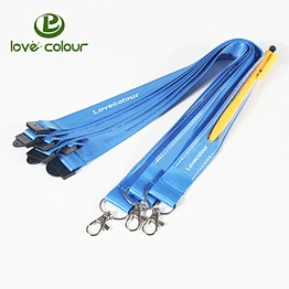 Custom made polyester lanyard with pen and card holder for office