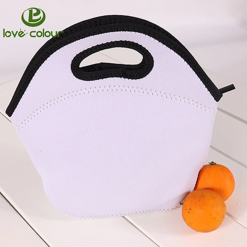 Custom white color soft tote lunch bag neoprene cooler bag