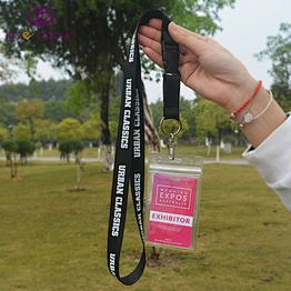 Factory custom polyester premium lanyard strap with pvc pouch for event