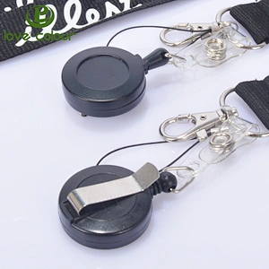 High quality custom black retractable badge holder round pull reel