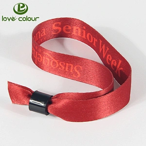 Cheap custom event wristband with plastic lock clip/fabric wrist band for wedding