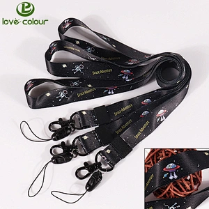 New style polyester custom adjustable lanyards strap with phone holder loop