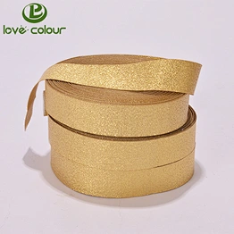 New style wholesale shiny christmas gold glitter ribbon for decoration