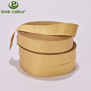New style wholesale shiny christmas gold glitter ribbon for decoration