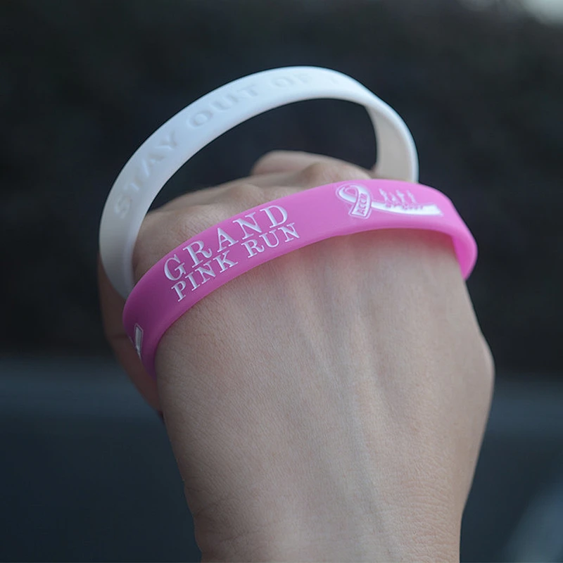 Custom multi-color silicone bracelet with printed text