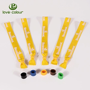 Polyester textile fabric wristbands custom made with barrel locks