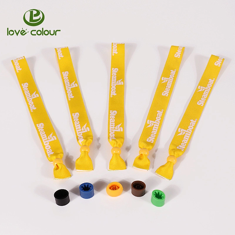 Polyester textile fabric wristbands custom made with barrel locks