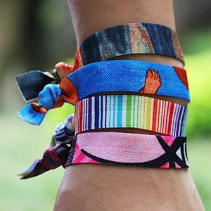 Custom elastic band beauty printing elastic hair tie for Girls