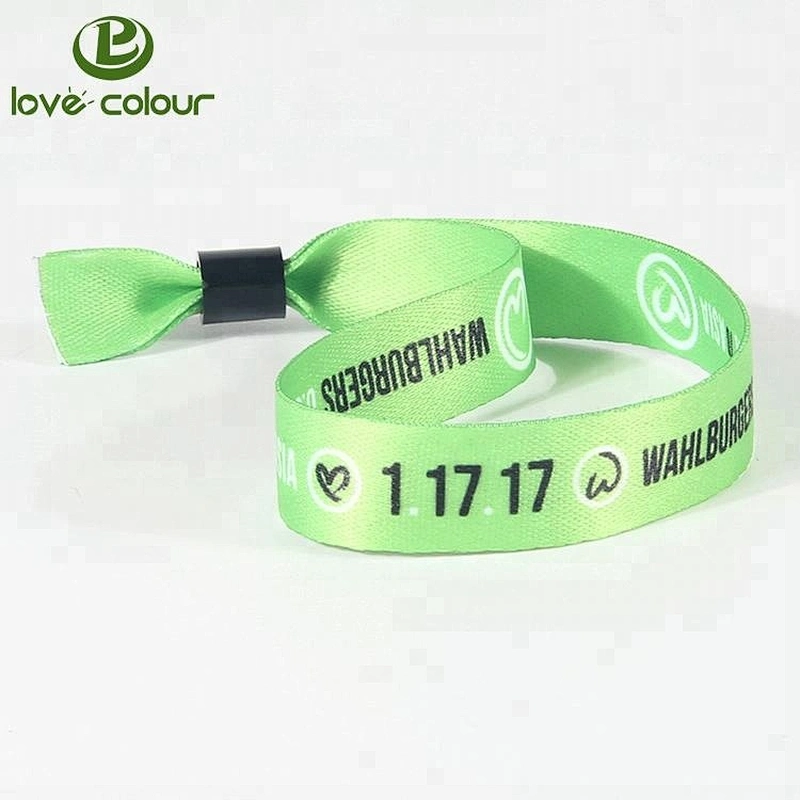 Custom printing polyester ribbon bracelet for festival event